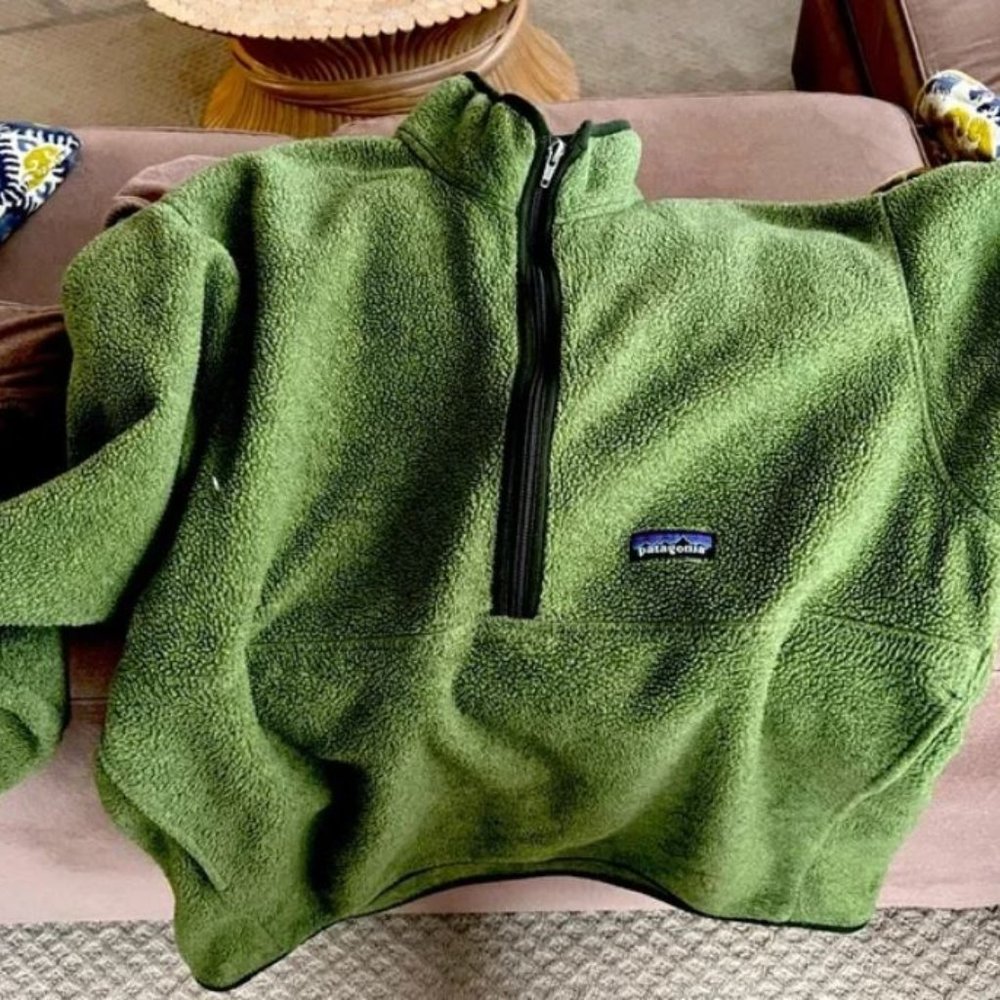 Vintage 90s Patagonia Synchilla Half Zip Fleece Sweatshirt Green Large